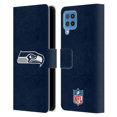 NFL Seattle Seahawks Logo Plain Leather Book Wallet Case Cover For Samsung Galaxy F22 (2021)