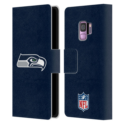 NFL Seattle Seahawks Logo Plain Leather Book Wallet Case Cover For Samsung Galaxy S9