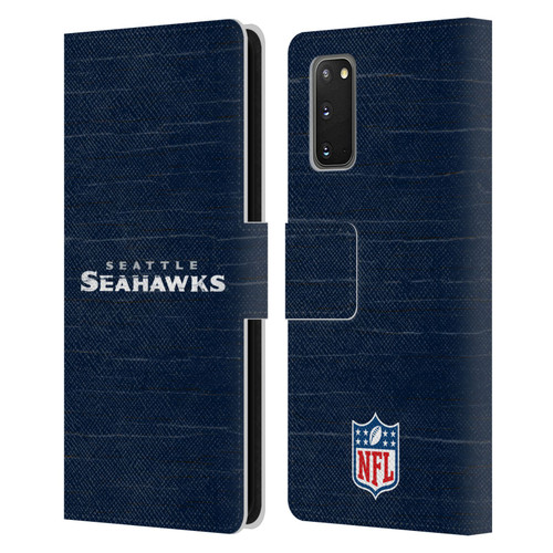 NFL Seattle Seahawks Logo Distressed Look Leather Book Wallet Case Cover For Samsung Galaxy S20 / S20 5G