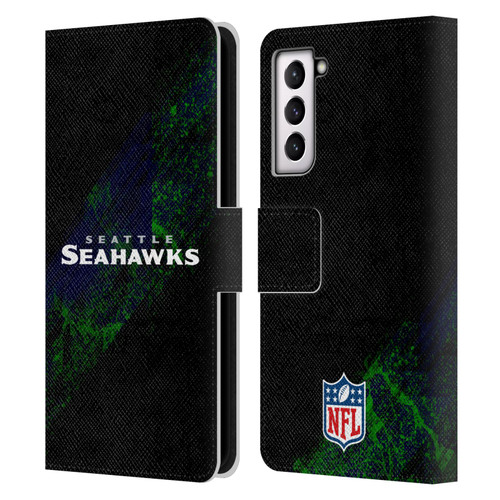 NFL Seattle Seahawks Logo Blur Leather Book Wallet Case Cover For Samsung Galaxy S21 5G