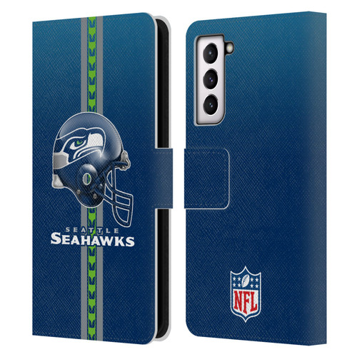 NFL Seattle Seahawks Logo Helmet Leather Book Wallet Case Cover For Samsung Galaxy S21 5G