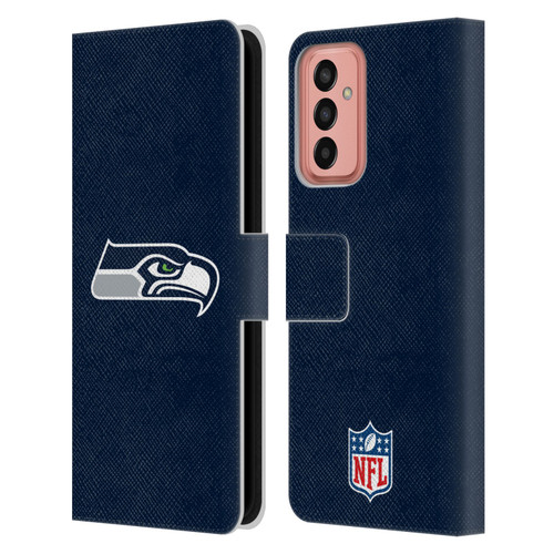NFL Seattle Seahawks Logo Plain Leather Book Wallet Case Cover For Samsung Galaxy M13 (2022)
