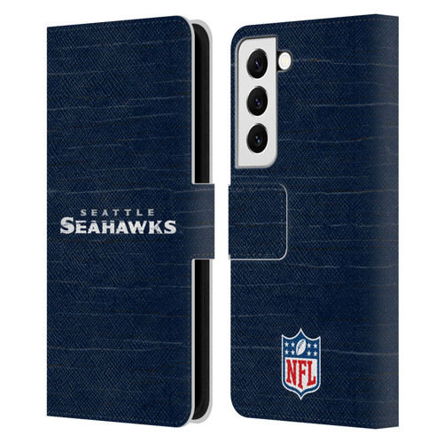 NFL Seattle Seahawks Logo Distressed Look Leather Book Wallet Case Cover For Samsung Galaxy S22 5G