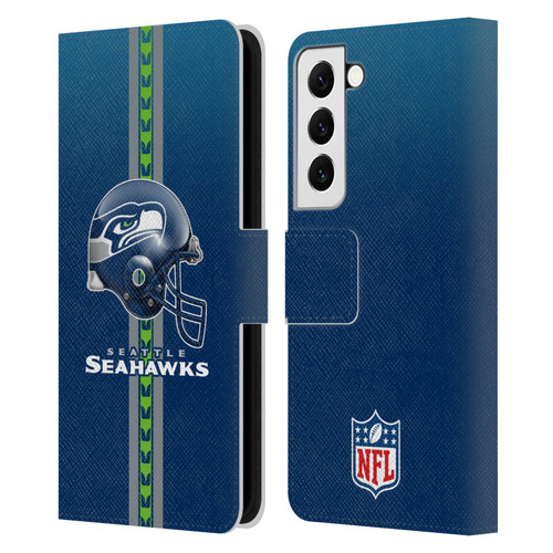 NFL Seattle Seahawks Logo Helmet Leather Book Wallet Case Cover For Samsung Galaxy S22 5G