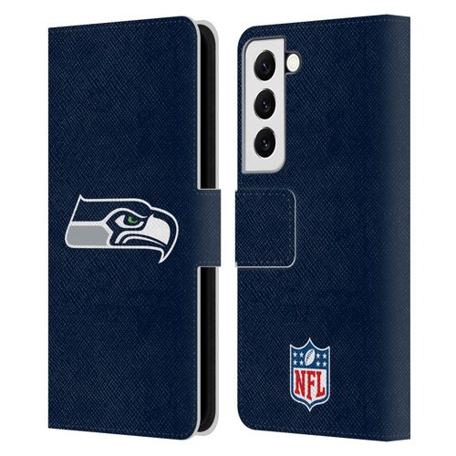 NFL Seattle Seahawks Logo Plain Leather Book Wallet Case Cover For Samsung Galaxy S22 5G