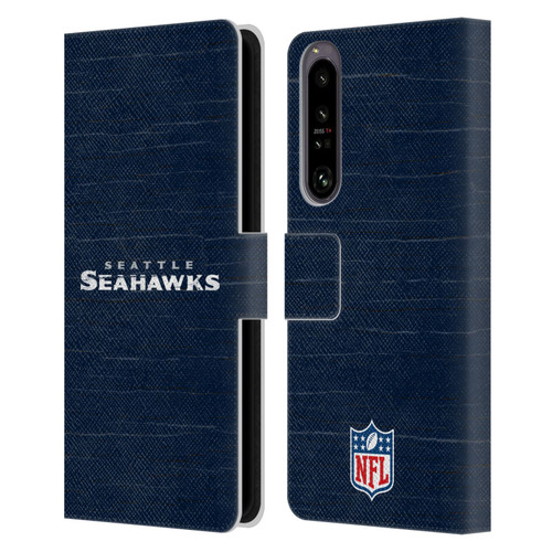 NFL Seattle Seahawks Logo Distressed Look Leather Book Wallet Case Cover For Sony Xperia 1 IV