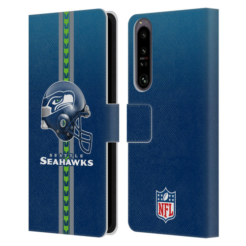 NFL Seattle Seahawks Logo Helmet Leather Book Wallet Case Cover For Sony Xperia 1 IV