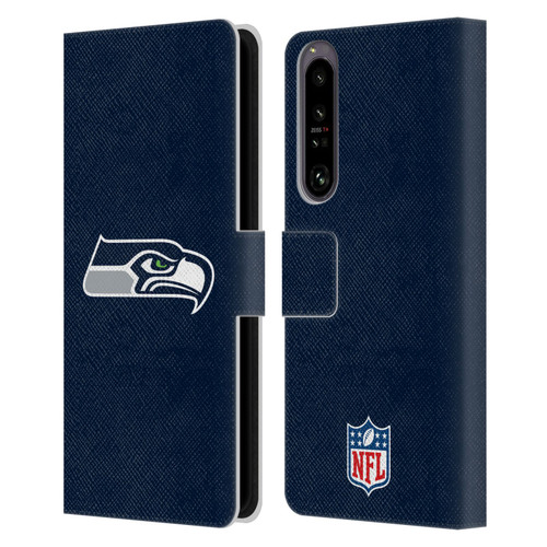 NFL Seattle Seahawks Logo Plain Leather Book Wallet Case Cover For Sony Xperia 1 IV