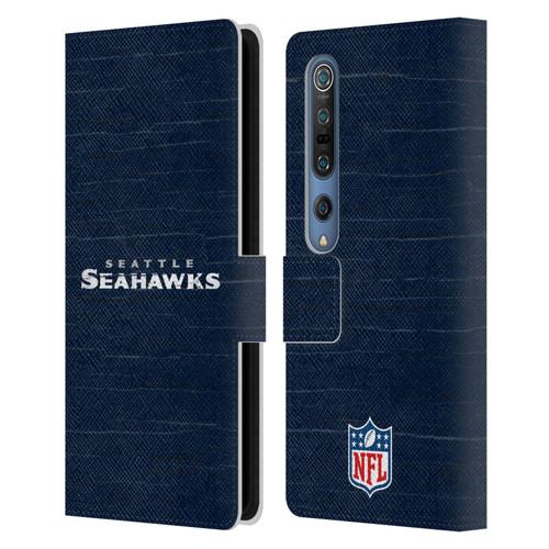 NFL Seattle Seahawks Logo Distressed Look Leather Book Wallet Case Cover For Xiaomi Mi 10 5G / Mi 10 Pro 5G