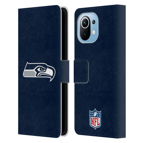 NFL Seattle Seahawks Logo Plain Leather Book Wallet Case Cover For Xiaomi Mi 11
