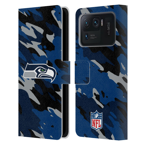 NFL Seattle Seahawks Logo Camou Leather Book Wallet Case Cover For Xiaomi Mi 11 Ultra