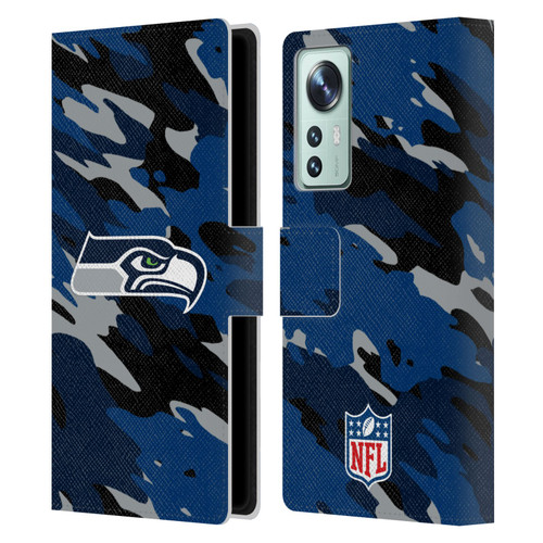 NFL Seattle Seahawks Logo Camou Leather Book Wallet Case Cover For Xiaomi 12