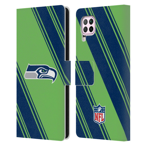 NFL Seattle Seahawks Artwork Stripes Leather Book Wallet Case Cover For Huawei Nova 6 SE / P40 Lite