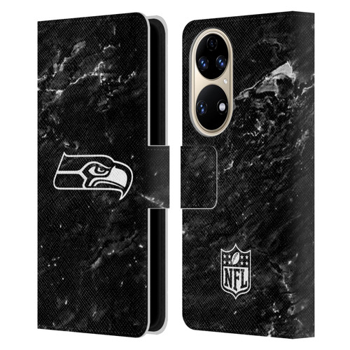 NFL Seattle Seahawks Artwork Marble Leather Book Wallet Case Cover For Huawei P50