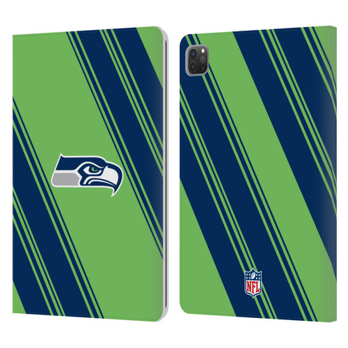NFL Seattle Seahawks Artwork Stripes Leather Book Wallet Case Cover For Apple iPad Pro 11 2020 / 2021 / 2022