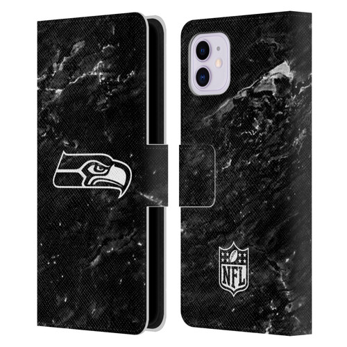 NFL Seattle Seahawks Artwork Marble Leather Book Wallet Case Cover For Apple iPhone 11