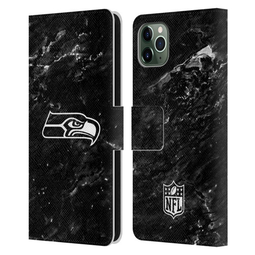 NFL Seattle Seahawks Artwork Marble Leather Book Wallet Case Cover For Apple iPhone 11 Pro Max