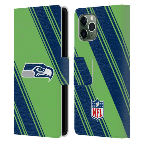 NFL Seattle Seahawks Artwork Stripes Leather Book Wallet Case Cover For Apple iPhone 11 Pro