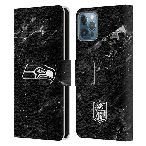 NFL Seattle Seahawks Artwork Marble Leather Book Wallet Case Cover For Apple iPhone 12 / iPhone 12 Pro