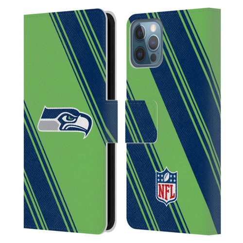 NFL Seattle Seahawks Artwork Stripes Leather Book Wallet Case Cover For Apple iPhone 12 / iPhone 12 Pro