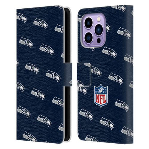 NFL Seattle Seahawks Artwork Patterns Leather Book Wallet Case Cover For Apple iPhone 14 Pro Max
