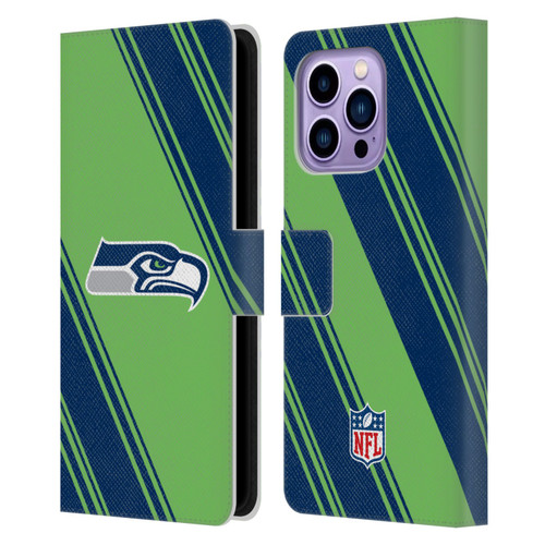 NFL Seattle Seahawks Artwork Stripes Leather Book Wallet Case Cover For Apple iPhone 14 Pro Max