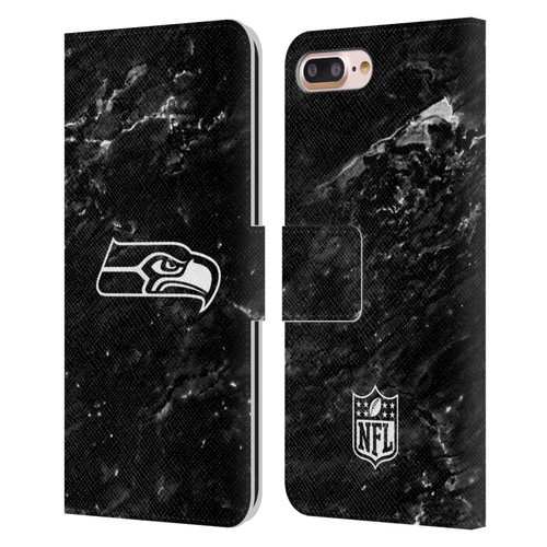 NFL Seattle Seahawks Artwork Marble Leather Book Wallet Case Cover For Apple iPhone 7 Plus / iPhone 8 Plus