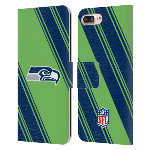 NFL Seattle Seahawks Artwork Stripes Leather Book Wallet Case Cover For Apple iPhone 7 Plus / iPhone 8 Plus