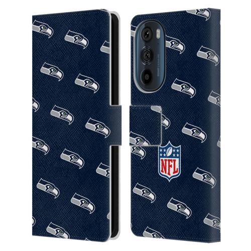 NFL Seattle Seahawks Artwork Patterns Leather Book Wallet Case Cover For Motorola Edge 30