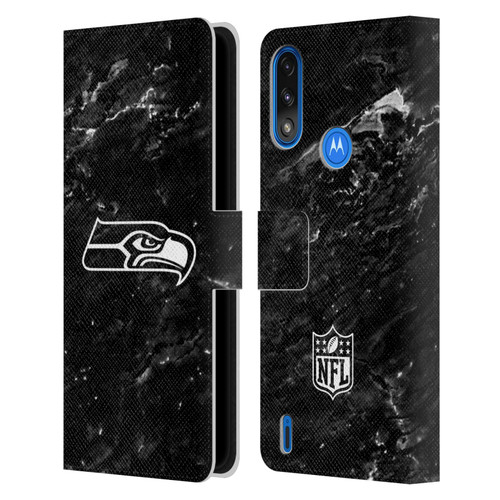 NFL Seattle Seahawks Artwork Marble Leather Book Wallet Case Cover For Motorola Moto E7 Power / Moto E7i Power
