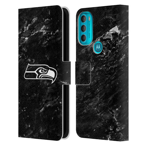 NFL Seattle Seahawks Artwork Marble Leather Book Wallet Case Cover For Motorola Moto G71 5G