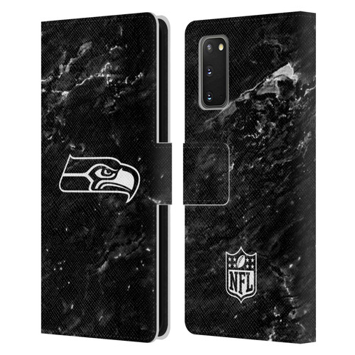 NFL Seattle Seahawks Artwork Marble Leather Book Wallet Case Cover For Samsung Galaxy S20 / S20 5G