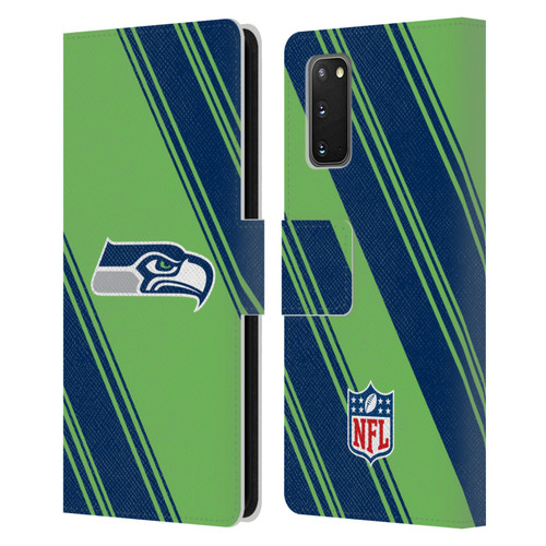 NFL Seattle Seahawks Artwork Stripes Leather Book Wallet Case Cover For Samsung Galaxy S20 / S20 5G