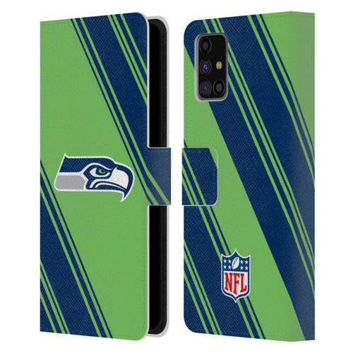 NFL Seattle Seahawks Artwork Stripes Leather Book Wallet Case Cover For Samsung Galaxy M31s (2020)