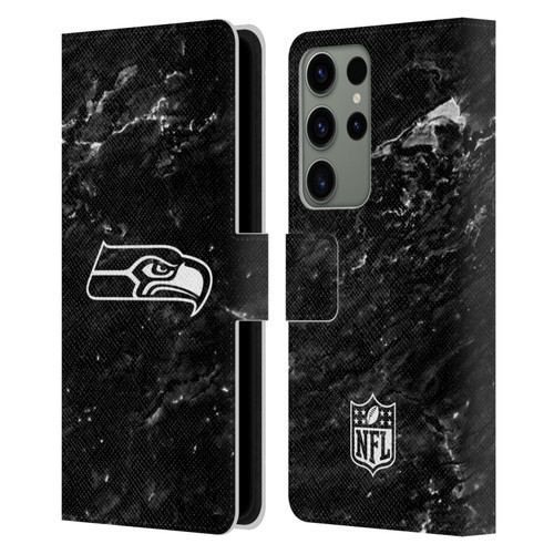 NFL Seattle Seahawks Artwork Marble Leather Book Wallet Case Cover For Samsung Galaxy S23 Ultra 5G