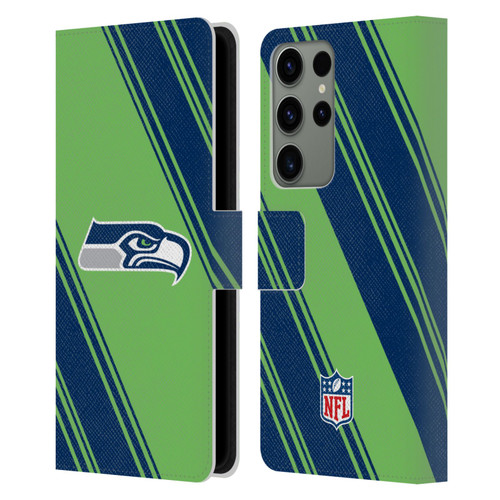 NFL Seattle Seahawks Artwork Stripes Leather Book Wallet Case Cover For Samsung Galaxy S23 Ultra 5G