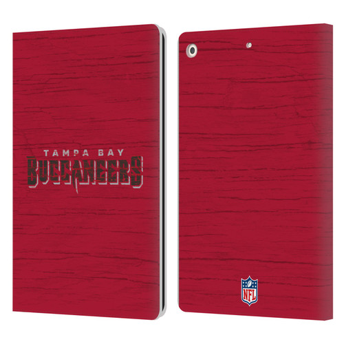 NFL Tampa Bay Buccaneers Logo Distressed Look Leather Book Wallet Case Cover For Apple iPad 10.2 2019/2020/2021