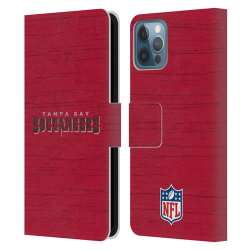 NFL Tampa Bay Buccaneers Logo Distressed Look Leather Book Wallet Case Cover For Apple iPhone 12 / iPhone 12 Pro