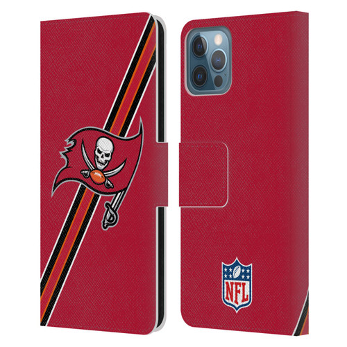 NFL Tampa Bay Buccaneers Logo Stripes Leather Book Wallet Case Cover For Apple iPhone 12 / iPhone 12 Pro