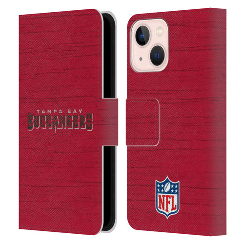 NFL Tampa Bay Buccaneers Logo Distressed Look Leather Book Wallet Case Cover For Apple iPhone 13 Mini