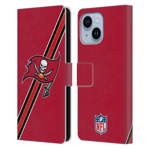 NFL Tampa Bay Buccaneers Logo Stripes Leather Book Wallet Case Cover For Apple iPhone 14 Plus