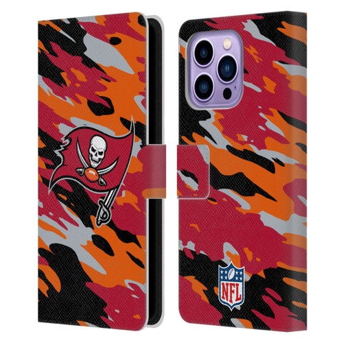 NFL Tampa Bay Buccaneers Logo Camou Leather Book Wallet Case Cover For Apple iPhone 14 Pro Max