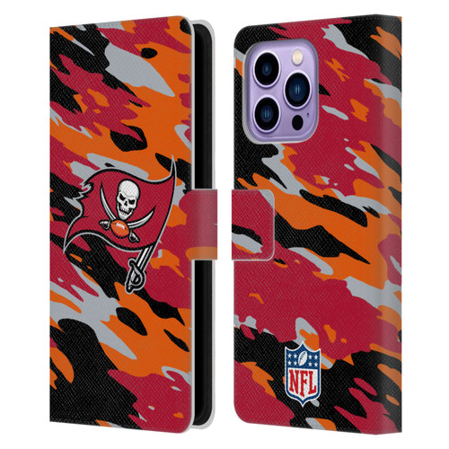NFL Tampa Bay Buccaneers Logo Camou Leather Book Wallet Case Cover For Apple iPhone 14 Pro Max