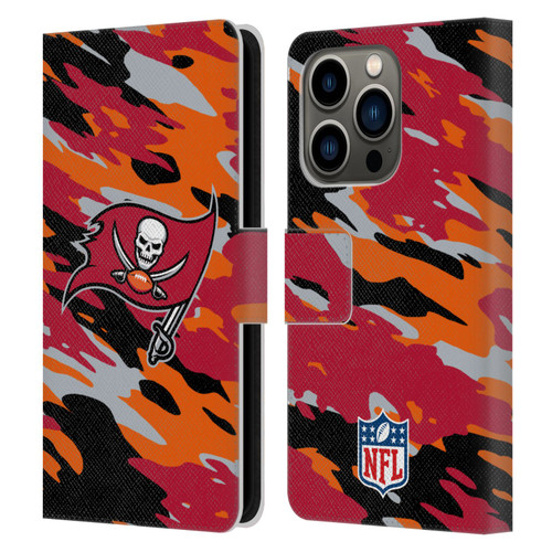 NFL Tampa Bay Buccaneers Logo Camou Leather Book Wallet Case Cover For Apple iPhone 14 Pro