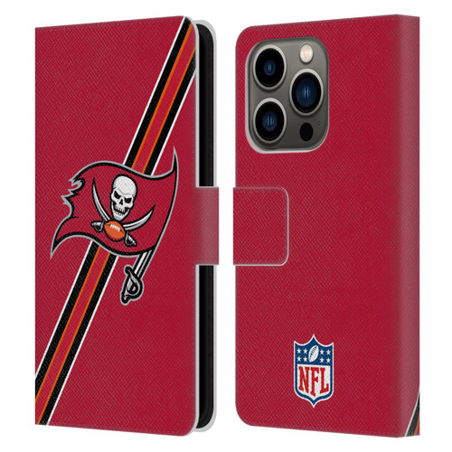 NFL Tampa Bay Buccaneers Logo Stripes Leather Book Wallet Case Cover For Apple iPhone 14 Pro