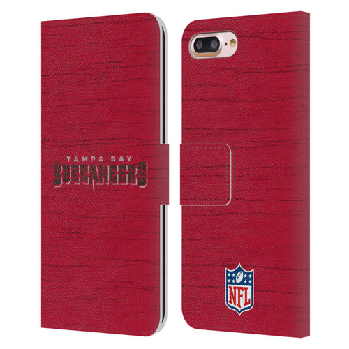 NFL Tampa Bay Buccaneers Logo Distressed Look Leather Book Wallet Case Cover For Apple iPhone 7 Plus / iPhone 8 Plus