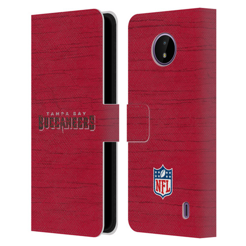 NFL Tampa Bay Buccaneers Logo Distressed Look Leather Book Wallet Case Cover For Nokia C10 / C20
