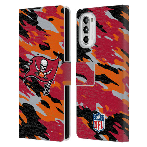 NFL Tampa Bay Buccaneers Logo Camou Leather Book Wallet Case Cover For Motorola Moto G52