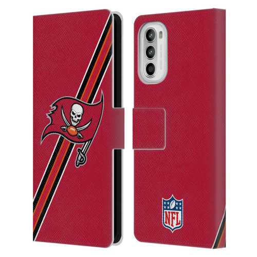 NFL Tampa Bay Buccaneers Logo Stripes Leather Book Wallet Case Cover For Motorola Moto G52