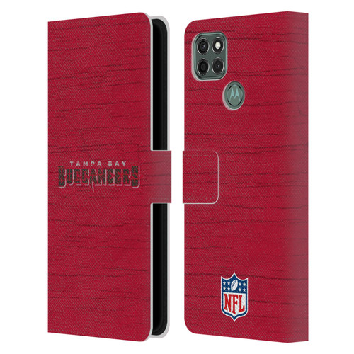 NFL Tampa Bay Buccaneers Logo Distressed Look Leather Book Wallet Case Cover For Motorola Moto G9 Power